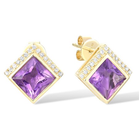14KY Earrings Amethyst,Diamond (E317043AME14KY)