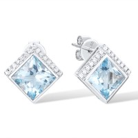 14KW Earrings Blue Topaz (Sky Blue),Diamond (E317043BKT14KW)