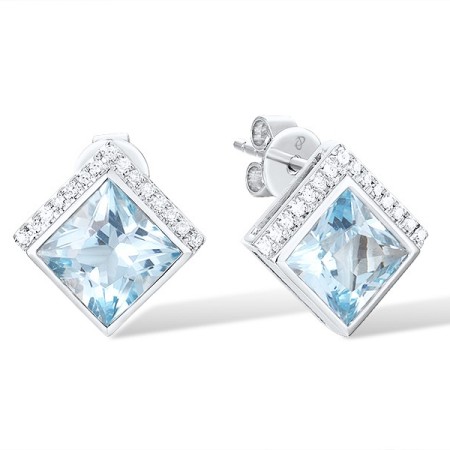 14KW Earrings Blue Topaz (Sky Blue),Diamond (E317043BKT14KW)