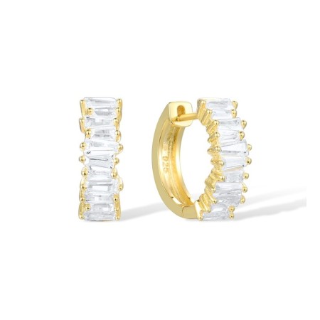 Sterling Silver w/ Yellow Plating Earrings White Cubic Zirconia (E317054WCZSY925)