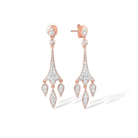 Sterling Silver w/ IONIC ROSE PLATING Earrings White Cubic Zirconia (E317061WCZSQ925)