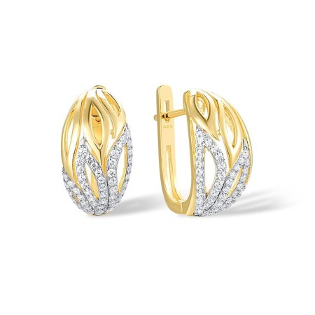 Sterling Silver w/ IONIC YELLOW PLATING Earrings White Cubic Zirconia (E317064WCZSP925)