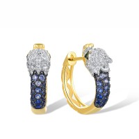 Sterling Silver w/ Yellow Black White Plating Earrings Blue Nano Cubic Zirconia,Blue Spinel,Green Spinel,White Cubic Zirconia (E317069MULSZ925)