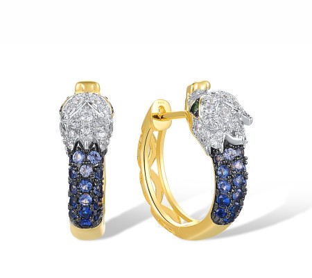 Sterling Silver w/ Yellow Black White Plating Earrings Blue Nano Cubic Zirconia,Blue Spinel,Green Spinel,White Cubic Zirconia (E317069MULSZ925)