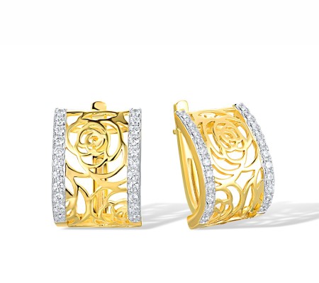 Sterling Silver w/ IONIC YELLOW PLATING Earrings White Cubic Zirconia (E317101WCZSP925)