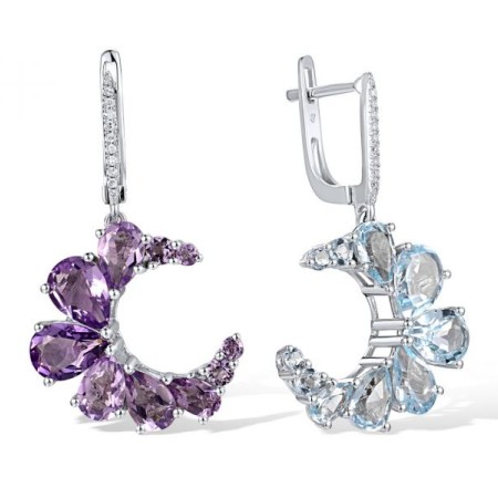 14KW Earrings Amethyst,Blue Topaz (Sky Blue),Diamond (E317156BKA14KW)