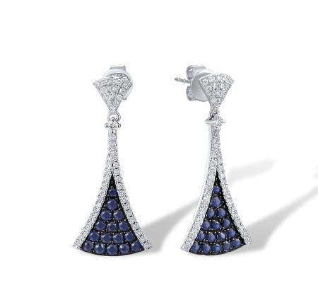 14KWB Earrings Blue Sapphire,Diamond (E317157SAP14KWB)