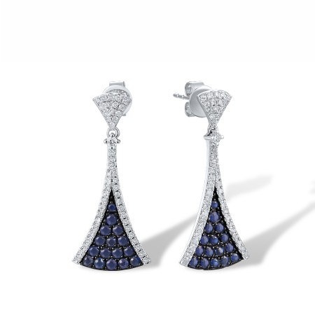 14KWB Earrings Blue Sapphire,Diamond (E317157SAP14KWB)