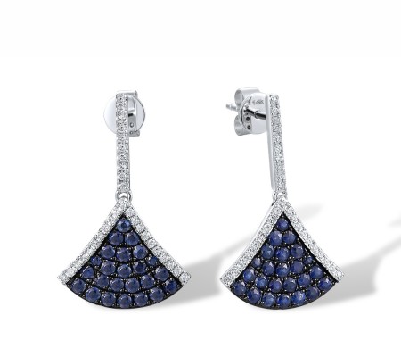 14KWB Earrings Blue Sapphire,Diamond (E317158SAP14KWB)