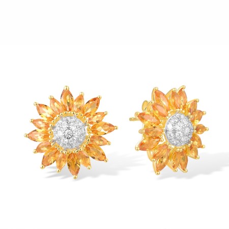 Sterling Silver w/ IONIC YELLOW PLATING Earrings White Cubic Zirconia,Yellow Nano Cubic Zirconia (E317173YWZSP925)