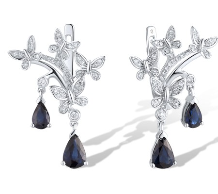 14KW Earrings Blue Sapphire,Diamond (E317192SAP14KW)