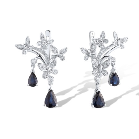 14KW Earrings Blue Sapphire,Diamond (E317192SAP14KW)