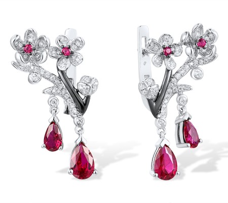 14KWB Earrings Diamond,Ruby (E317193RUY14KWB)