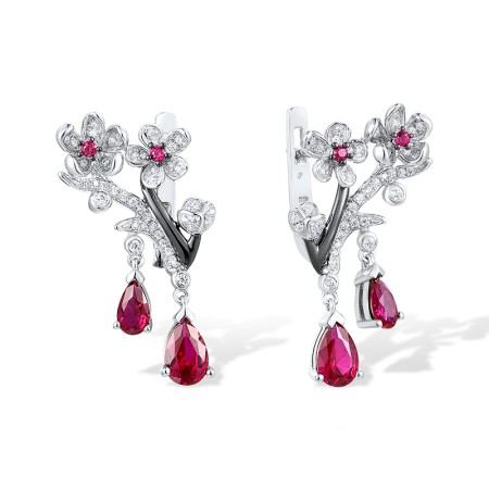 14KWB Earrings Diamond,Ruby (E317193RUY14KWB)