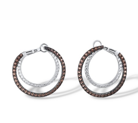 Sterling Silver w/ Black White Plating Earrings Nano Brown Spinel,White Cubic Zirconia (E317204NBZSK925)