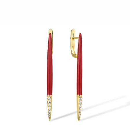 Sterling Silver w/ Yellow Plating Earrings Enamel,White Cubic Zirconia (E317217ENASY925)