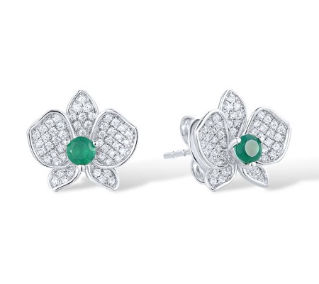 14KW Earrings Diamond,Emerald (E317243AEMR14KW)