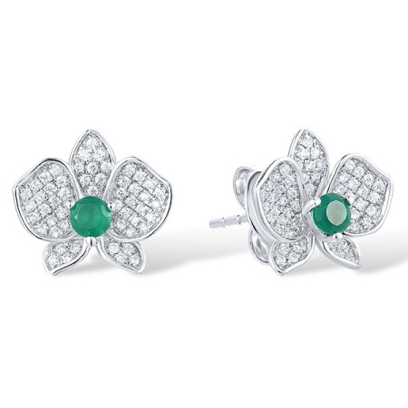 14KW Earrings Diamond,Emerald (E317243AEMR14KW)