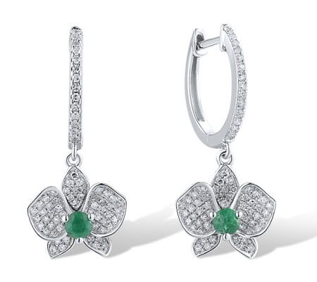 14KW Earrings Diamond,Emerald (E317243BEMR14KW)