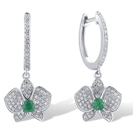 14KW Earrings Diamond,Emerald (E317243BEMR14KW)