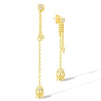 Sterling Silver w/ Yellow Plating Earrings White Cubic Zirconia (E317248WCZSY925)