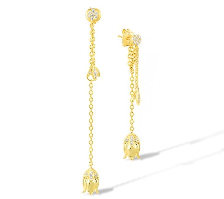 Sterling Silver w/ Yellow Plating Earrings White Cubic Zirconia (E317248WCZSY925)