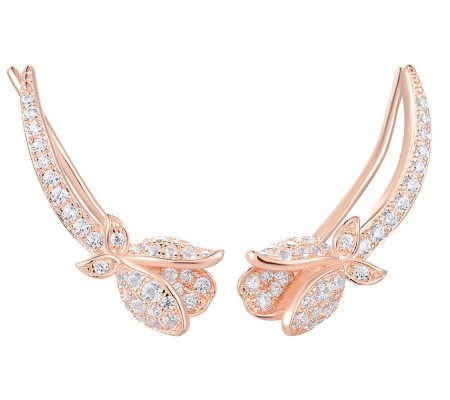 Sterling Silver w/ Rose Plating Earrings White Cubic Zirconia (E317257WCZSR925)