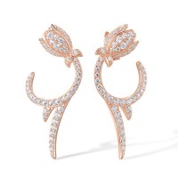 Sterling Silver w/ Rose Plating Earrings White Cubic Zirconia (E317259WCZSR925)