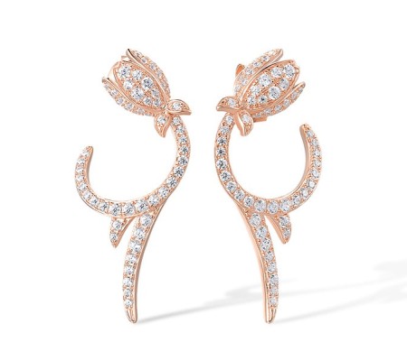 Sterling Silver w/ Rose Plating Earrings White Cubic Zirconia (E317259WCZSR925)