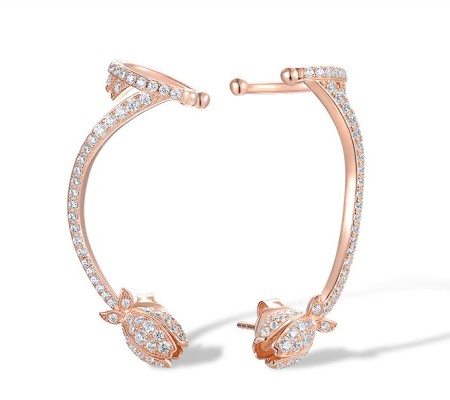 Sterling Silver w/ Rose Plating Earrings White Cubic Zirconia (E317260WCZSR925)