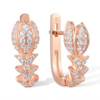 Sterling Silver w/ Rose Plating Earrings White Cubic Zirconia (E317263WCZSR925)