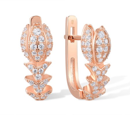 Sterling Silver w/ Rose Plating Earrings White Cubic Zirconia (E317263WCZSR925)