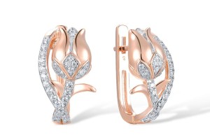 Sterling Silver w/ IONIC ROSE PLATING Earrings White Cubic Zirconia (E317267WCZSQ925)