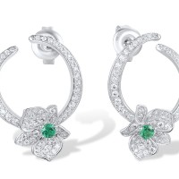 Sterling Silver Earrings Green Spinel,White Cubic Zirconia (E317271GSZSL925)