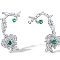 Sterling Silver Earrings Green Spinel,White Cubic Zirconia (E317276GSZSL925)