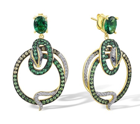 Sterling Silver w/ Yellow Black White Plating Earrings Blue Nano Cubic Zirconia,Green Nano Cubic Zirconia (Per,Green Spinel,White Cubic Zirconia (E317349MULSZ925)