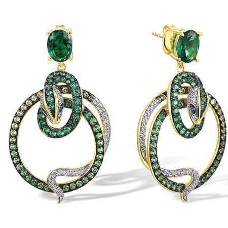 Sterling Silver w/ Yellow Black White Plating Earrings Blue Nano Cubic Zirconia,Green Nano Cubic Zirconia (Per,Green Spinel,White Cubic Zirconia (E317349MULSZ925)