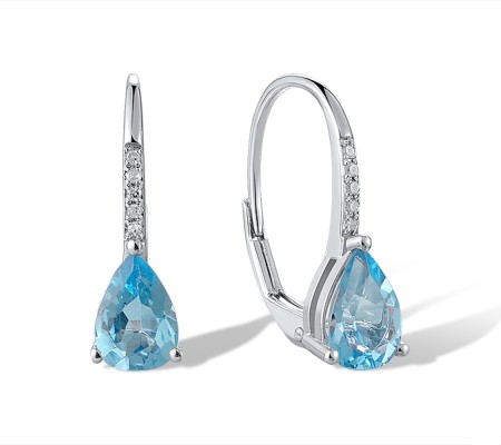 14KW Earrings Blue Topaz (Swiss Blue),Diamond (E317362BLT14KW)