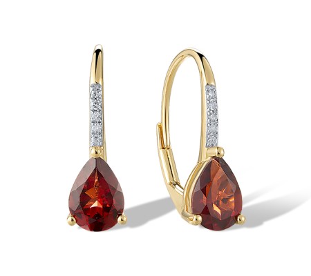 14KYW Earrings Diamond,Garnet (E317362GAN14KYW)