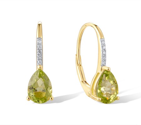 14KYW Earrings Peridot,Diamond (E317362PER14KYW)