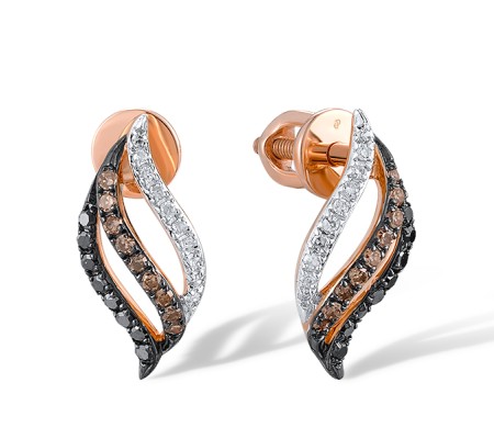 14KRWB Earrings Black Diamond,Brown Diamond,Diamond (E317368BBWD14KRWB-SR)