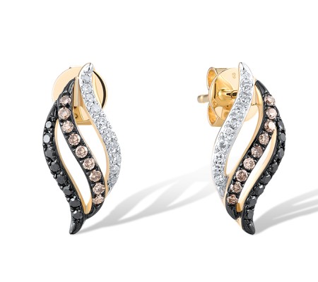 14KYWB Earrings Black Diamond,Brown Diamond,Diamond (E317368BBWD14KYWB)