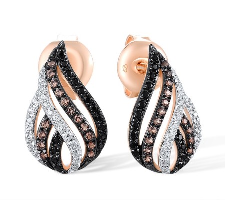 14KRWB Earrings Black Diamond,Brown Diamond,Diamond (E317369BBWD14KRWB)