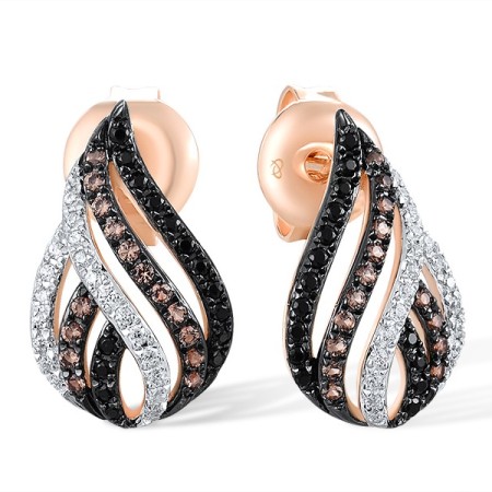 14KRWB Earrings Black Diamond,Brown Diamond,Diamond (E317369BBWD14KRWB)