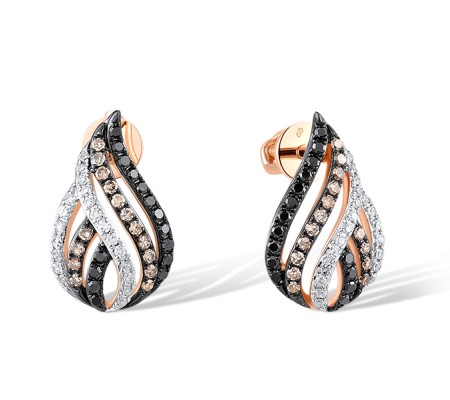 14KRWB Earrings Black Diamond,Brown Diamond,Diamond (E317369BBWD14KRWB-SR)