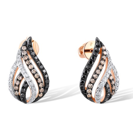14KRWB Earrings Black Diamond,Brown Diamond,Diamond (E317369BBWD14KRWB-SR)