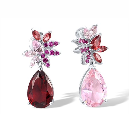 Sterling Silver Earrings Created Ruby,Garnet Nano Spinel,Morgan Nano spinel Stone (E317380MCRSL925)