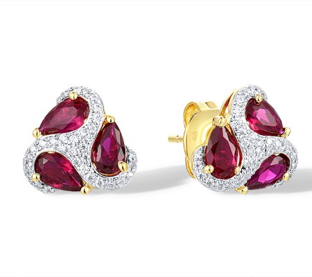 14KYW Earrings Diamond,Ruby (E317383RUY14KYW)