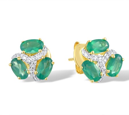 14KYW Earrings Diamond,Emerald (E317385EMR14KYW)