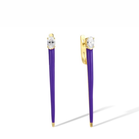 Sterling Silver w/ Yellow Plating Earrings Enamel,White Cubic Zirconia (E317397ENASY925)